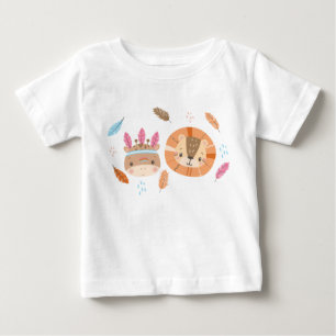 Woodland Tribal Native Americans Seamless Pattern Baby T-Shirt
