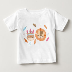Woodland Tribal Native Americans Seamless Pattern Baby T-Shirt
