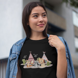 Woodland Tribal Native Americans Seamless Pattern T-Shirt