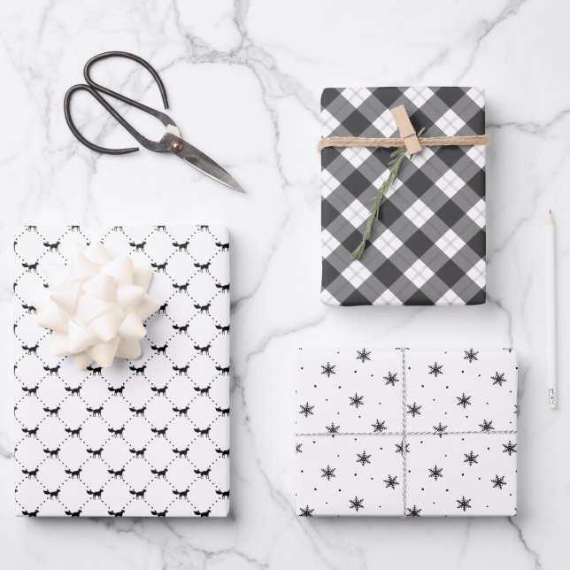 Woodland Trio | Coordinating Holiday Wrapping Paper Sheet (Front)