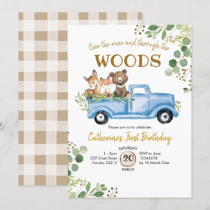 Woodland Truck Birthday Invitation