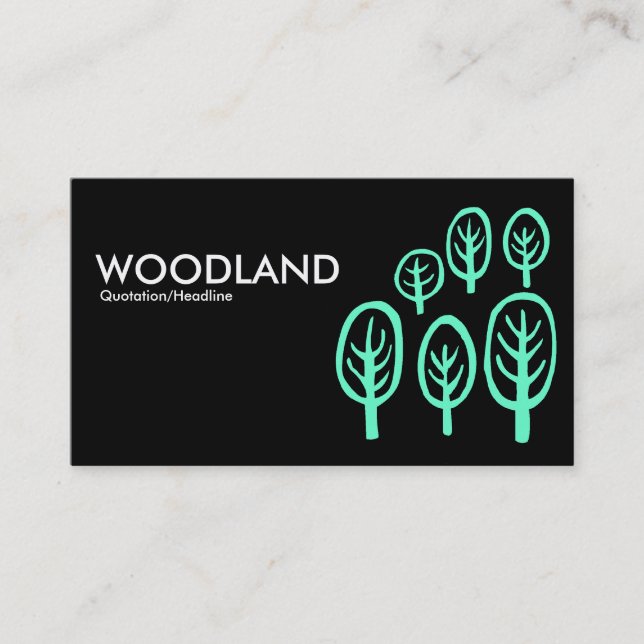 Woodland - Turquoise on Black Business Card (Front)