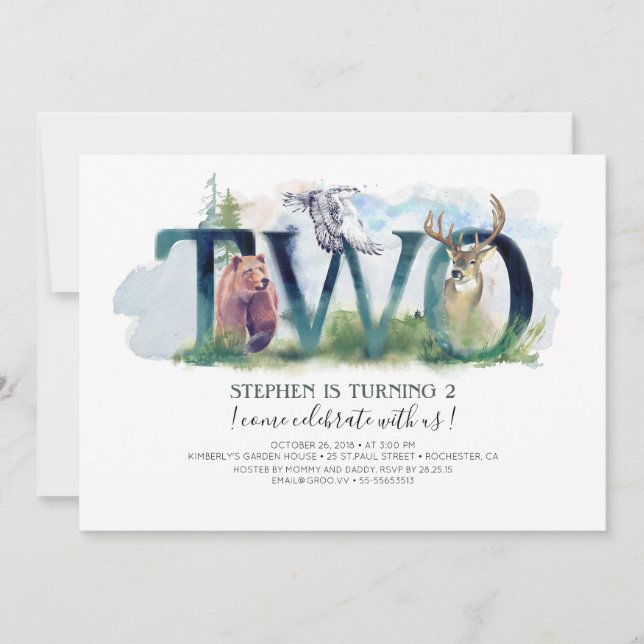 Woodland Two - 2 Birthday Invitation (Front)