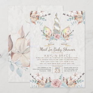 Woodland Unicorn Virtual Baby Shower Kaylin2 Invitation