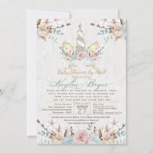 Woodland Unicorn Virtual Baby Shower Kaylin5 Inv Invitation