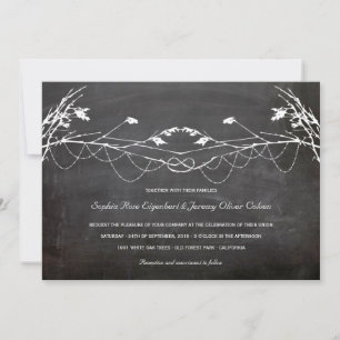 Woodland Vintage Knotted Tree Chalkboard Wedding Invitation