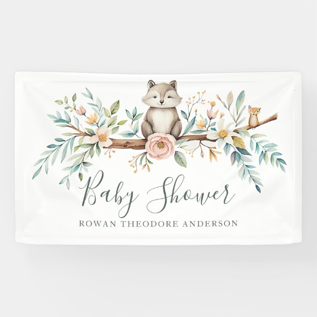 Woodland Watercolor Animals Banner (Horizontal)