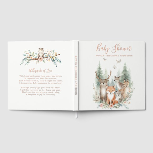 Woodland Watercolor Animals Guest Book (Full)