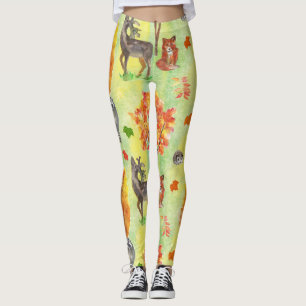 Woodland Watercolor animals Leggings