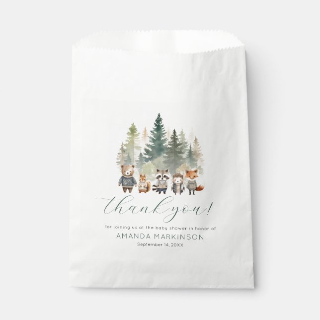 Woodland Watercolor Baby Shower Favour Bag (Front)
