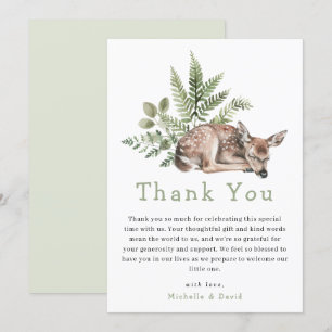 Woodland Watercolor Deer Baby Shower Thank You