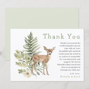 Woodland Watercolor Deer Baby Shower Thank You