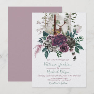 Woodland Watercolor Forest Wedding invitations