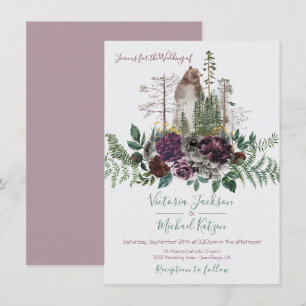 Woodland Watercolor Forest Wedding invitations