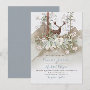 Woodland Watercolor Forest Wedding invitations
