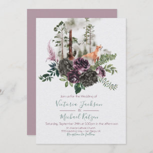 Woodland Watercolor Fox Forest Wedding invitations