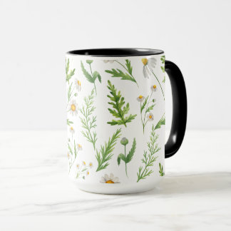 Woodland Watercolor Green Wildflower and Ferns Mug