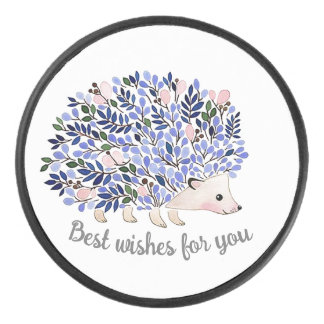 Woodland Watercolor Hedgehog Hockey Puck