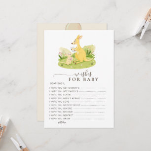 Woodland Watercolor Kangaroo Wishes For Baby Card 
