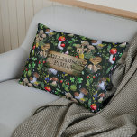 Woodland Watercolor Mushrooms Green Plants Name Accent Pillow<br><div class="desc">Customizable text design with a watercolor woodland pattern of serene green nature with colourful mushrooms,  berries,  and forest plants. The pattern would work great for the fall and winter seasons,  as well as all year long.</div>