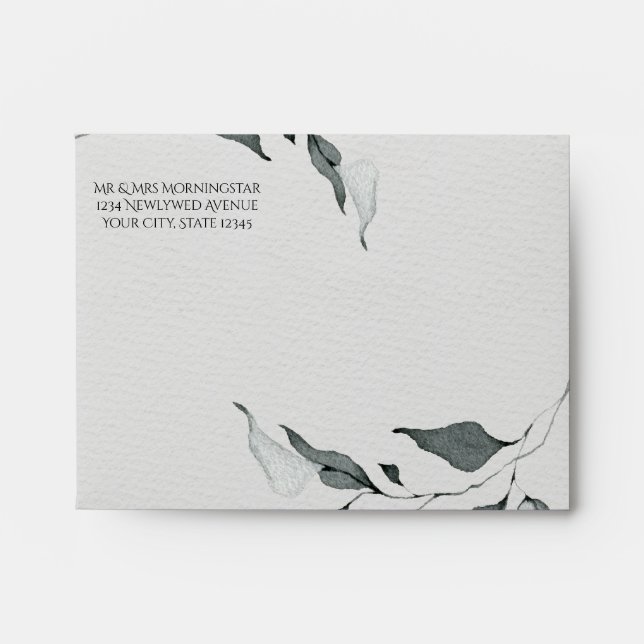 Woodland Watercolor Sage Green Leaves Envelope (Front)