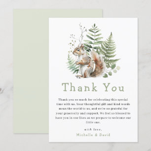 Woodland Watercolor Squirrel Baby Shower Thank You