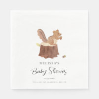Woodland Watercolor Squirrel Fall Baby Shower