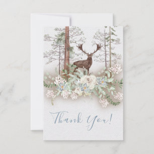Woodland Watercolor Stag Thank you note Card