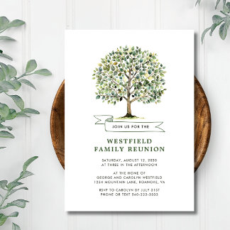 Woodland Watercolor Tree Family Reunion Invitation