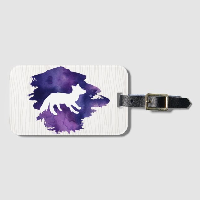 Woodland Watercolour Fox Luggage Tag (Front Horizontal)