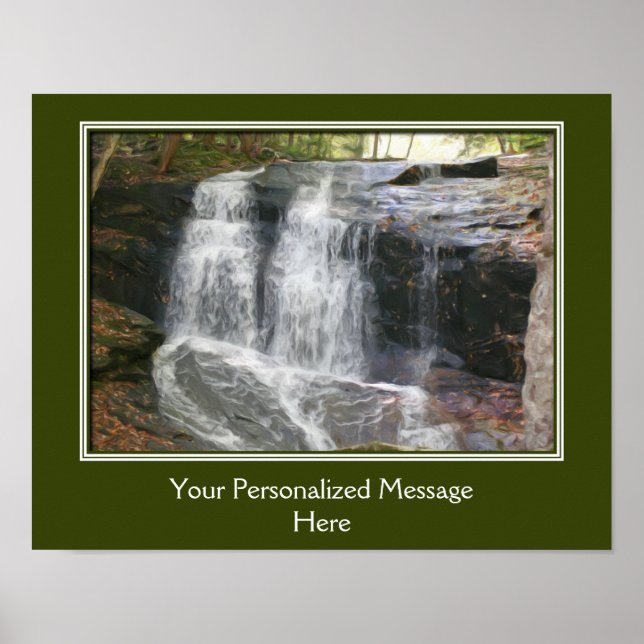 Woodland Waterfall Nature Art Personalized Poster (Front)
