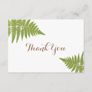 Woodland Wedding Fern Flat Thank You Card