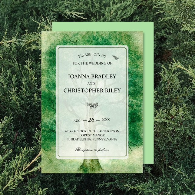 Woodland Wedding Invitation Watercolor Oak Tree (Creator Uploaded)