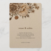 Woodland wedding invite, Boho invitation, Rustic