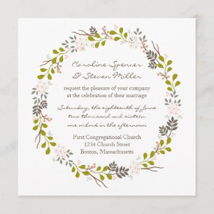 Woodland Wedding Rustic Wreath Invitation