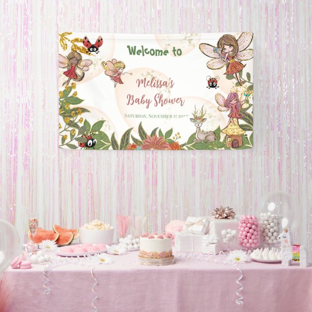 Woodland Whimsical Enchanted Forest Fairy &Ladybug Banner (Party)