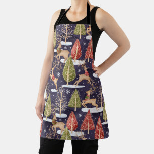 Woodland Whimsical Reindeers Winter Apron