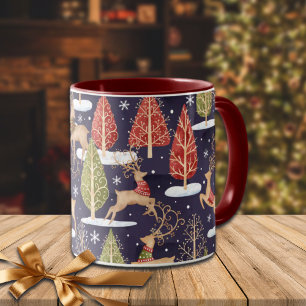 Woodland Whimsical Reindeers Winter Mug