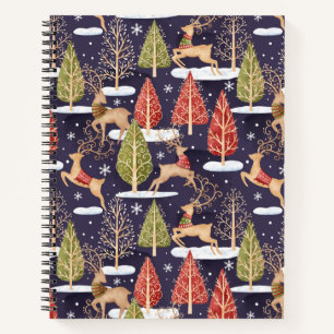 Woodland Whimsical Reindeers Winter Notebook