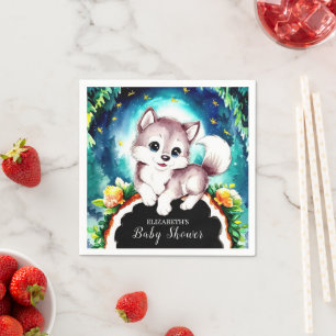 Woodland Whimsical Wolf Baby Shower Napkin