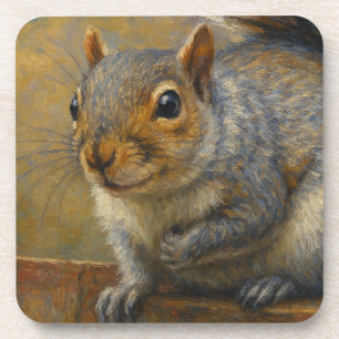 Woodland Whimsy – Realistic Squirrel Portrait Coaster