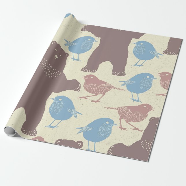 Woodland Whimsy Spring Wrapping Paper (Unrolled)