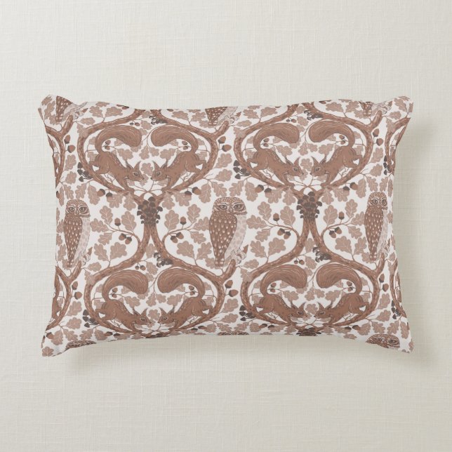 Woodland Whispers/Owls and Squirrels in the Oak/mo Accent Pillow (Front)