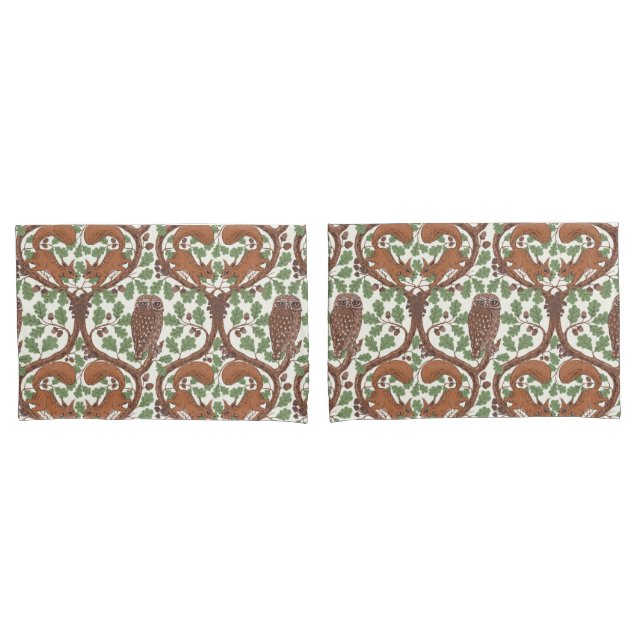 Woodland Whispers/Owls and Squirrels in the Oak/mo Pillowcase (Front-Set)