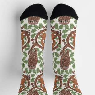 Woodland Whispers/Owls and Squirrels in the Oak/mo Socks