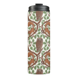 Woodland Whispers/Owls and Squirrels in the Oak/mo Thermal Tumbler