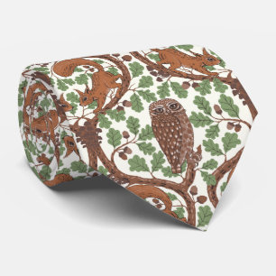 Woodland Whispers/Owls and Squirrels in the Oak/mo Tie
