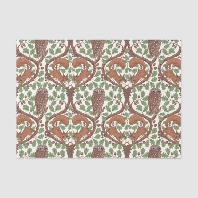 Woodland Whispers/Owls and Squirrels in the Oak/mo Tissue Paper (Front)