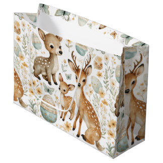 Woodland Wild Animals Deer Baby Fawn Spring Easter Large Gift Bag