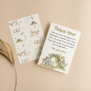 Woodland Wild Forest Deer Bunny Cute Baby Shower Thank You Card